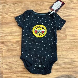 Guns and Roses Baby Onesie upccycled unisex size 0-3 months 0 - 3 mo